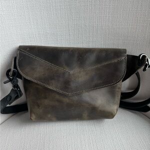 Gray Leather Crossbody Bag